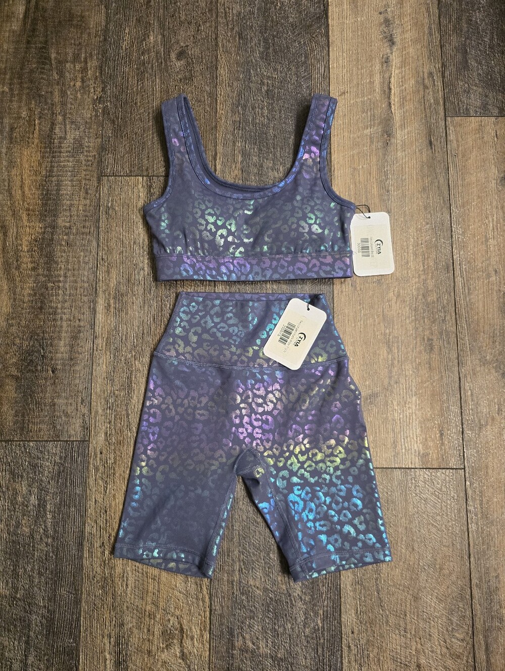 Zyia Active Navy Leopard Hustle Set